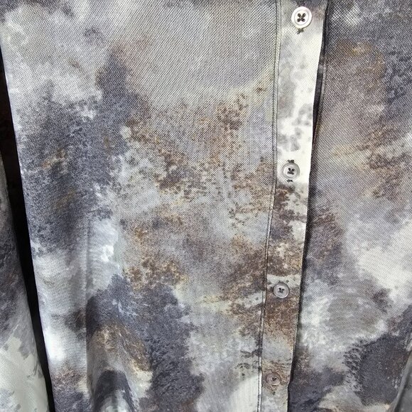 LOGO by Lori Goldstein Black and Gray Button Down Shirt - Picture 3 of 10